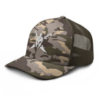 Camo Olive, snapback hat, with embroidered Call to Arms, left front view