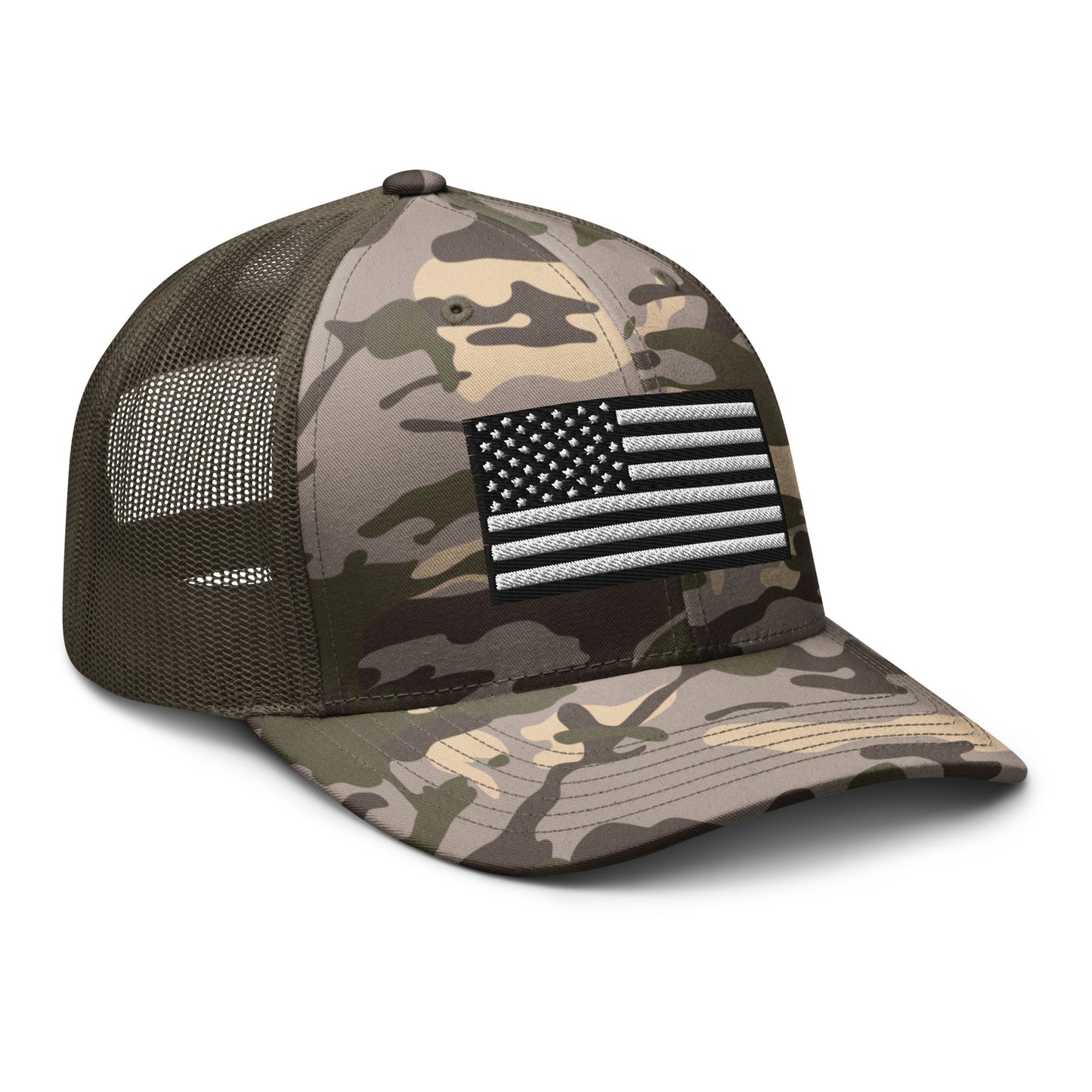 Monochrome US Flag Camo Patriotic Hat - Custom Snapback Trucker Caps  Infidel Collective