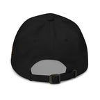 Black, dad hat, with embroidered patriotic eagle crest, back view