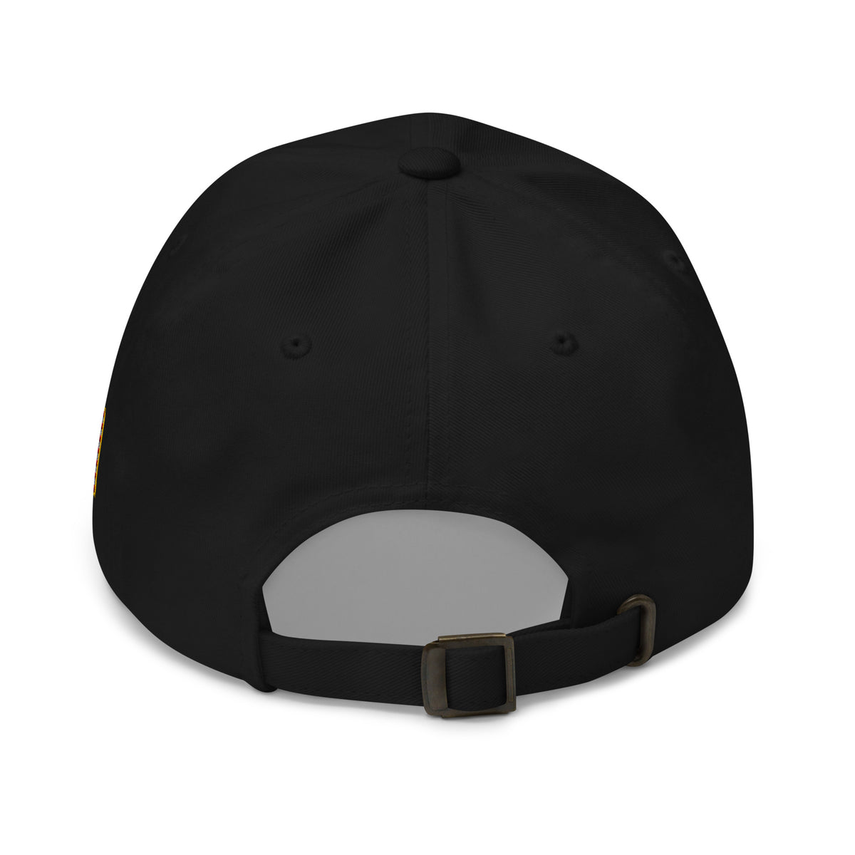 Black dad hat, back view of Black and White American Flag Dad Hat