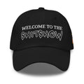 Welcome To The Shitshow Dad hat in Black, front view
