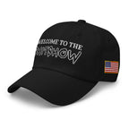 Welcome To The Shitshow Dad hat in Black, left front view