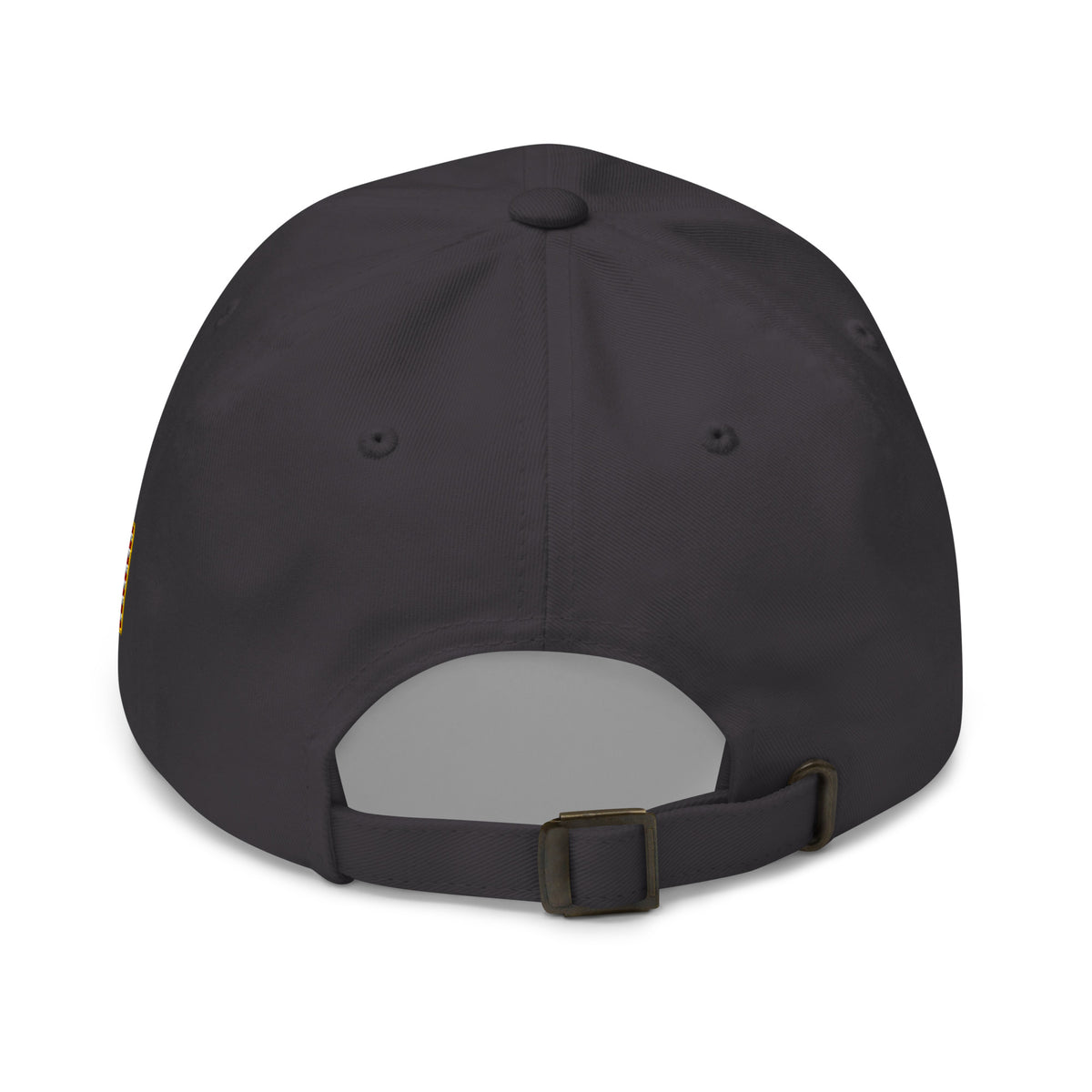 Dark Grey, dad hat, with embroidered Call to Arms, back view