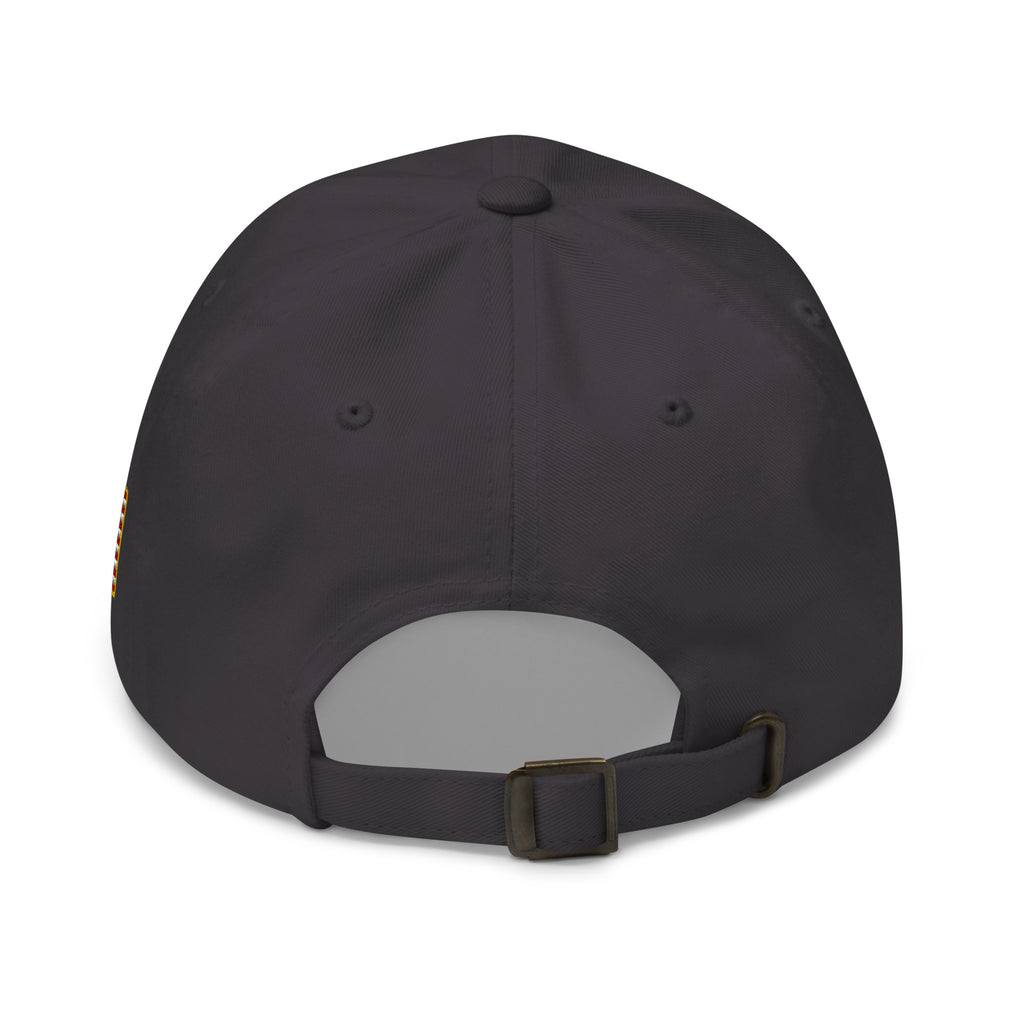 Dark Grey dad hat with embroidered FAFO Power design, back view