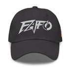 Dark Grey dad hat with embroidered FAFO Power design, front view