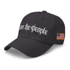 Dark Grey low-profile dad hat with embroidered I Am the People design, left front view