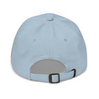 Light Blue, dad hat, with embroidered Call to Arms, back view