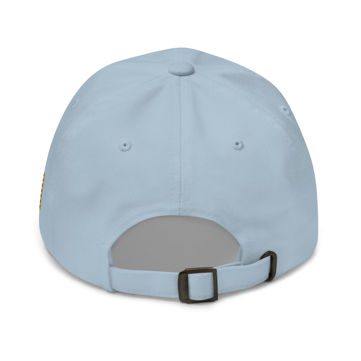 Light Blue, dad hat, with embroidered Call to Arms, back view