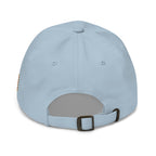 Light Blue dad hat with embroidered FAFO Power design, back view