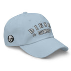 Light Blue low-profile dad hat with embroidered Diesel Cowboy design, right front view