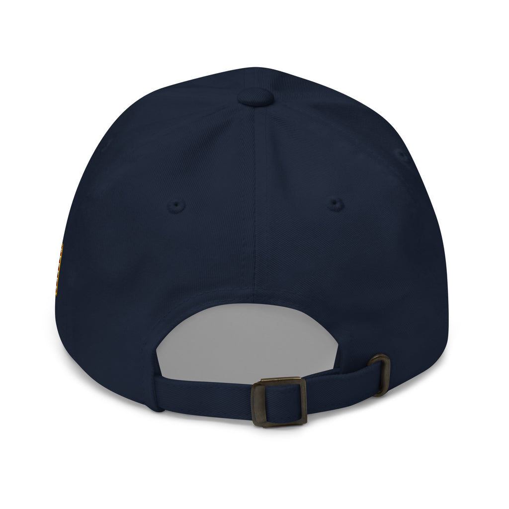 Navy, dad hat, with embroidered Call to Arms, back view