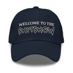 Welcome To The Shitshow Dad hat in Navy, front view