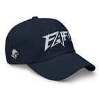 Navy dad hat with embroidered FAFO Power design, right front view