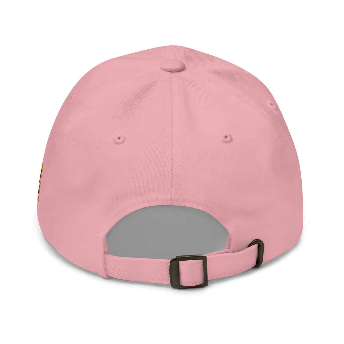 Pink dad hat with embroidered FAFO Power design, back view