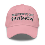 Welcome To The Shitshow Dad hat in Pink, front view