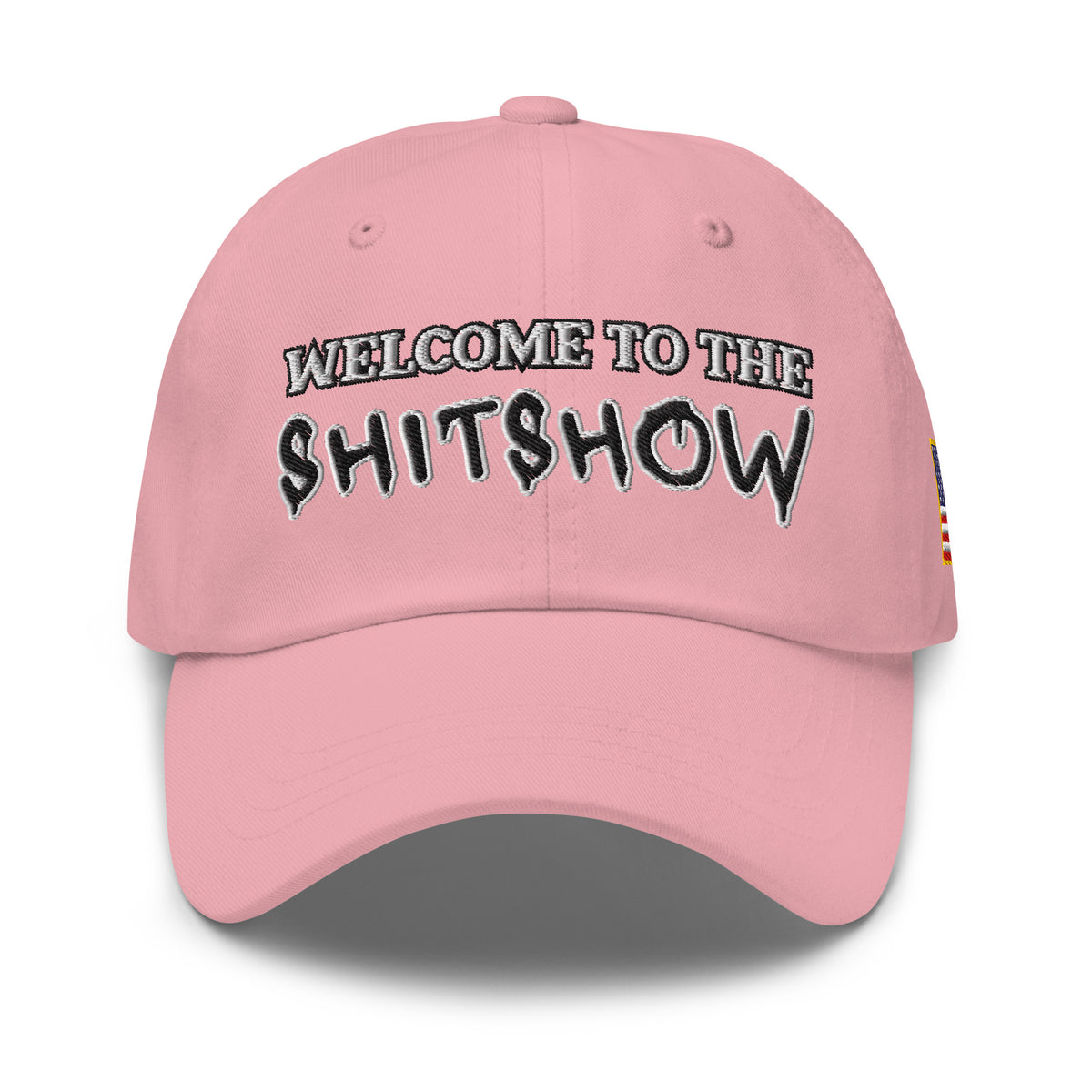 Welcome To The Shitshow Dad hat in Pink, front view
