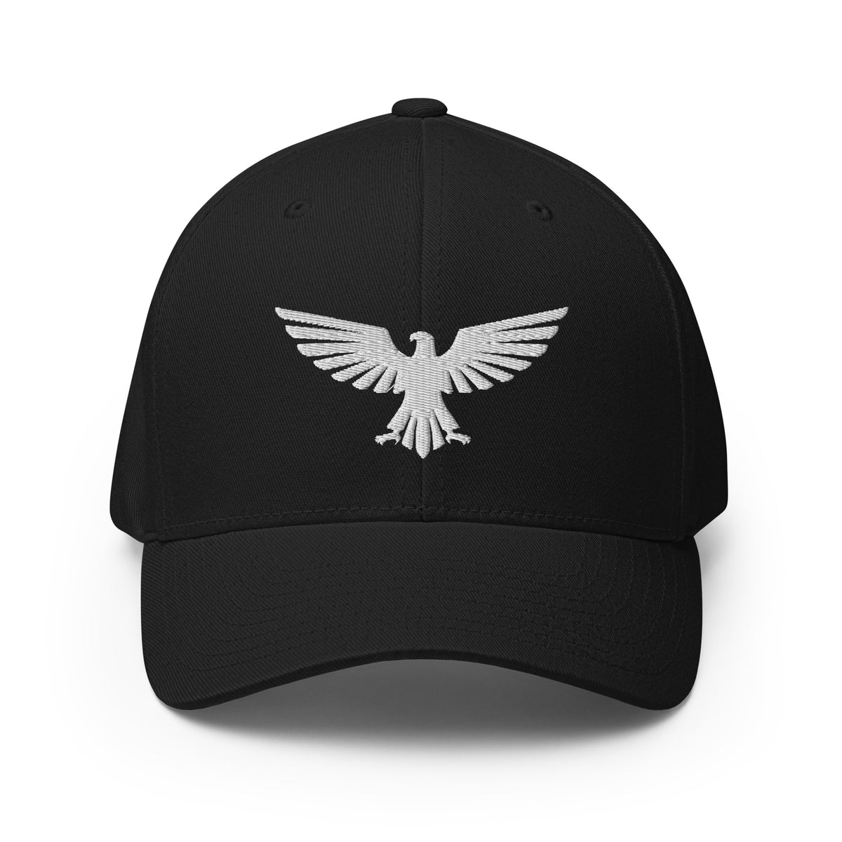 Front view of black Bold American Eagle Flexfit hat