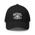 Front view of black Infidel War Pig Flexfit hat