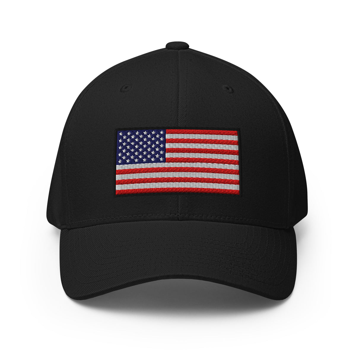 Old Glory American Flag Flexfit Hat in Black, front view