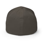 Back view of dark grey Infidel USA Flag Cobra Flexfit hat