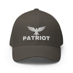 Camouflage cap with text 'patriot' on a white background