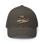Front view of dark grey Infidel Coiled Cobra Flexfit hat