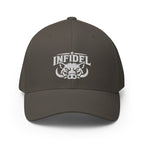 Front view of dark grey Infidel War Pig Flexfit hat