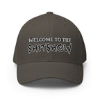 Front view of dark grey Welcome to the Shitshow Flexfit hat