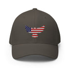 Front view of dark grey Old Glory Eagle Flexfit hat