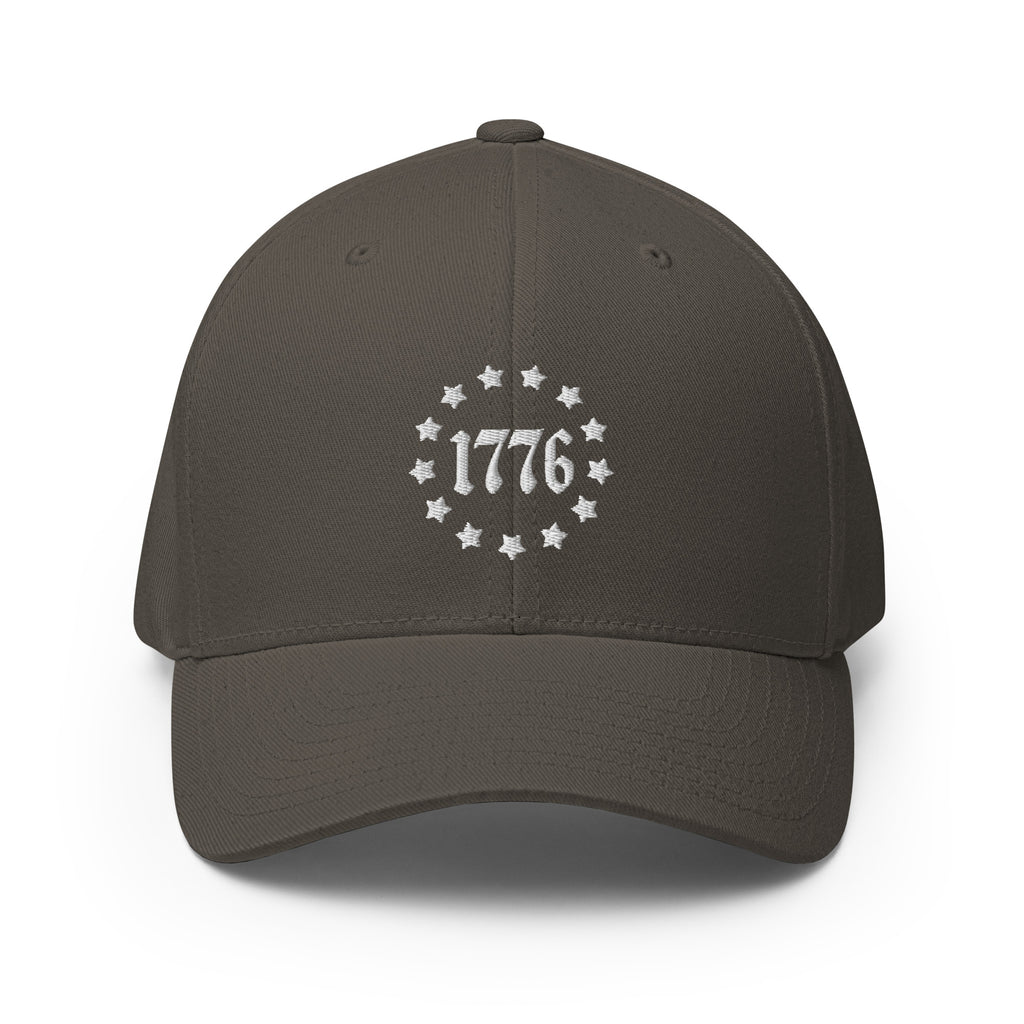 Front view of dark grey 1776 Betsy Ross Stars Flexfit hat