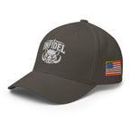 Left-front view of dark grey Infidel War Pig Flexfit hat