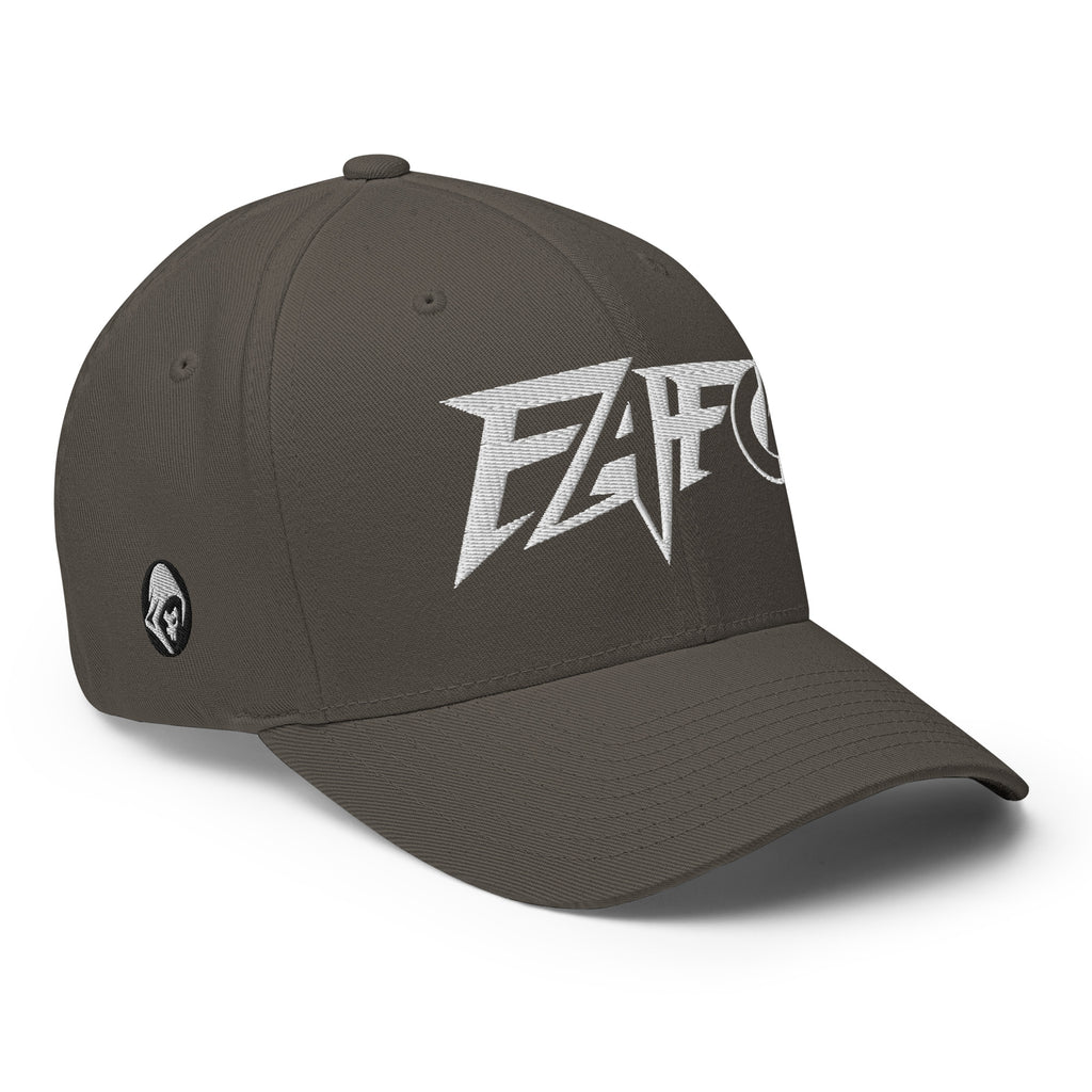 Right-front view of dark grey FAFO Power Flexfit hat