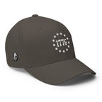 Right-front view of dark grey 1776 Betsy Ross Stars Flexfit hat