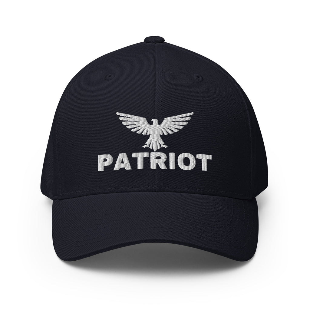 Black cap with white eagle logo and 'Patriot' text on a white background