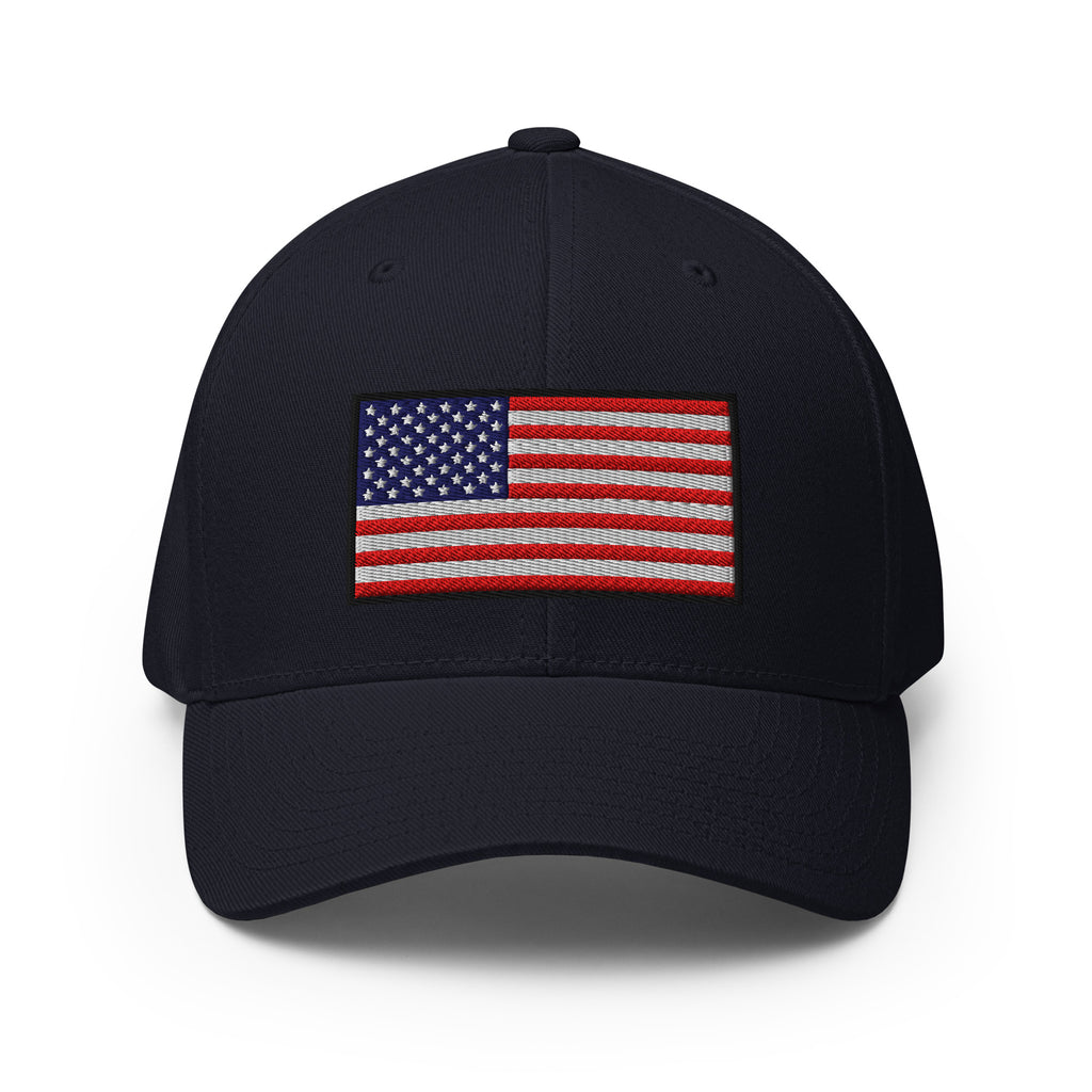 Old Glory American Flag Flexfit Hat in Dark Navy, front view