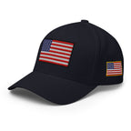 Old Glory American Flag Flexfit Hat in Dark Navy, left front view
