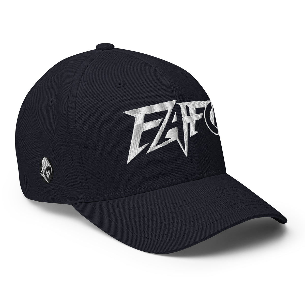 Right-front view of dark navy FAFO Power Flexfit hat