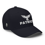 Right-front view of dark navy Patriot Eagle Flexfit hat
