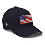 Old Glory American Flag Flexfit Hat in Dark Navy, right front view