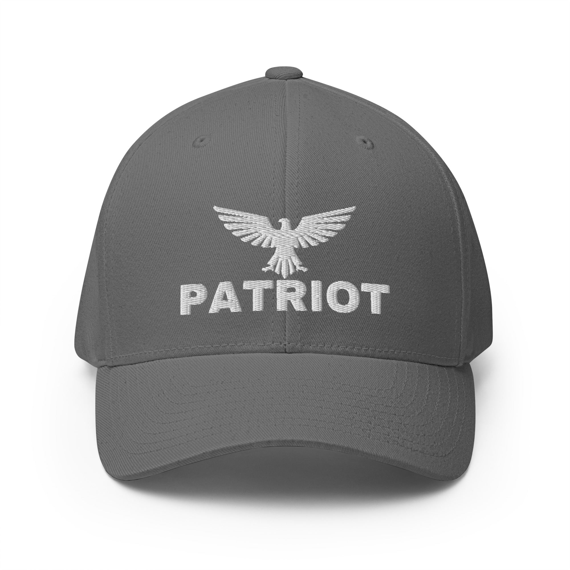 Camouflage cap with text 'patriot' on a white background