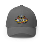 Front view of grey Infidel Coiled Cobra Flexfit hat