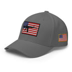 Gray cap with American flag patches on a white background
