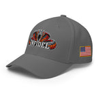Left-front view of grey Infidel Cobra King Flexfit hat