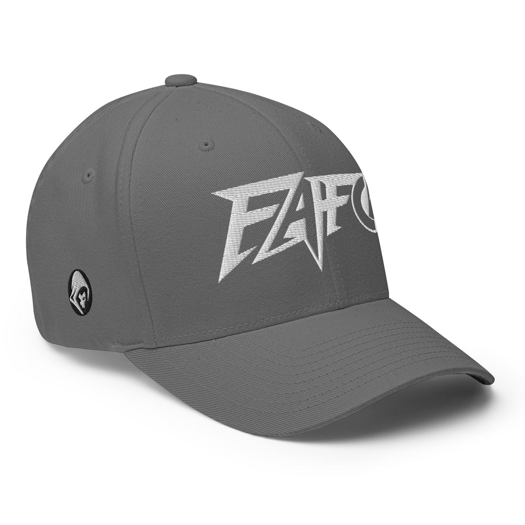 Right-front view of grey FAFO Power Flexfit hat