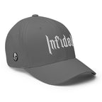 Right-front view of grey OG Infidel Flexfit hat