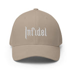 Beige cap with 'infidel' eagle emblem on a white background
