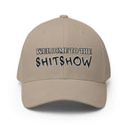 Front view of khaki Welcome to the Shitshow Flexfit hat
