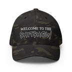 Front view of multicam black Welcome to the Shitshow Flexfit hat