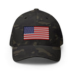 Old Glory American Flag Flexfit Hat in Multicam Black, front view