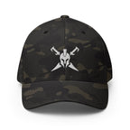 Multicam Black structured Flexfit cap, front view with Call to Arms embroidery